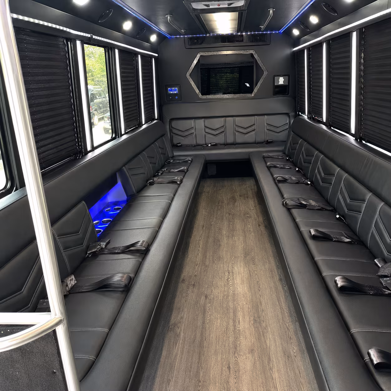 Montgomery Private Event Transportation party bus exterior