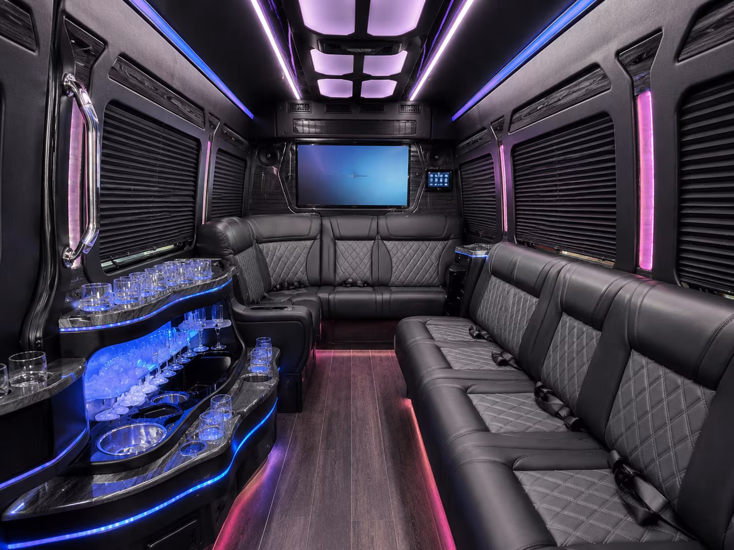 Montgomery School Event Transportation party bus exterior