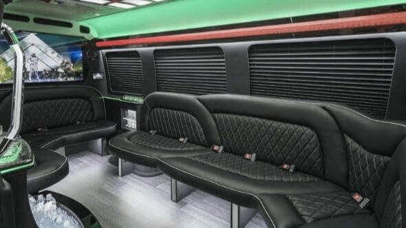 Interior of Charter Bus Company Tuscaloosa's 14 Passenger Sprinter Limousine in Tuscaloosa