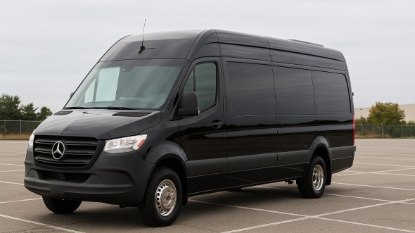 Exterior of Charter Bus Company Mobile's 14 Passenger Sprinter Limousine in Mobile
