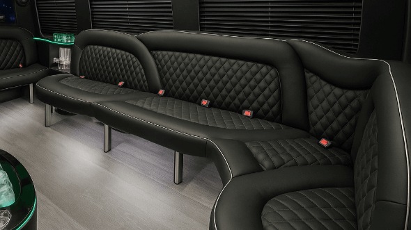 Interior of Charter Bus Company Decatur's 18 Passenger Party Bus in Decatur