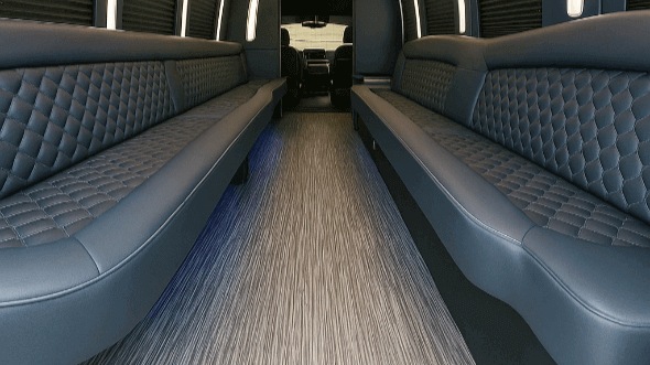 Interior of Charter Bus Company Auburn's 20 Passenger Party Bus in Auburn