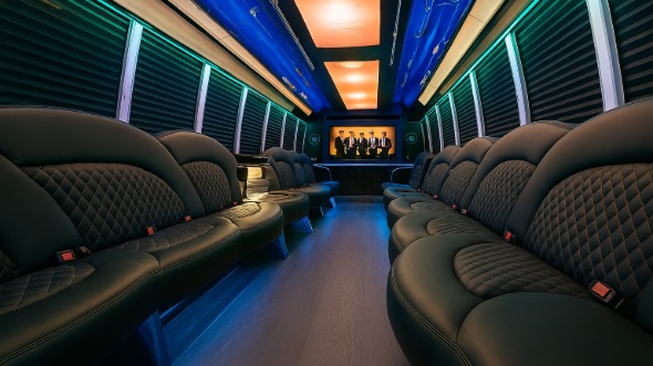 Interior of Charter Bus Company Columbus's 20 Passenger Party Bus in Columbus