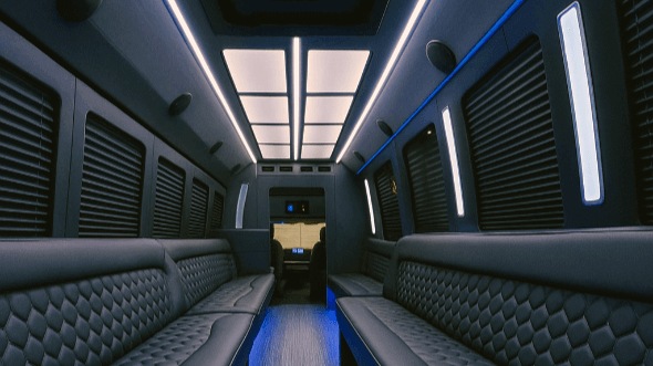 Interior of Charter Bus Company Birmingham's 25 Passenger Party Bus in Birmingham