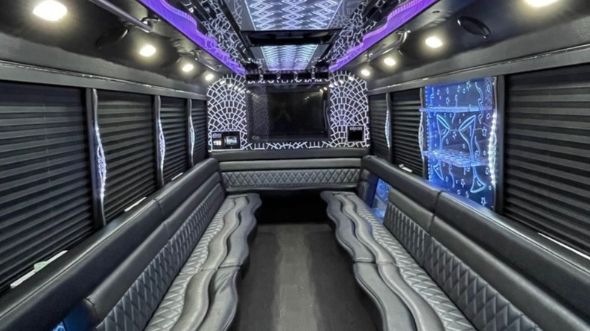 Interior of Charter Bus Company Columbus's 30 Passenger Party Bus in Columbus